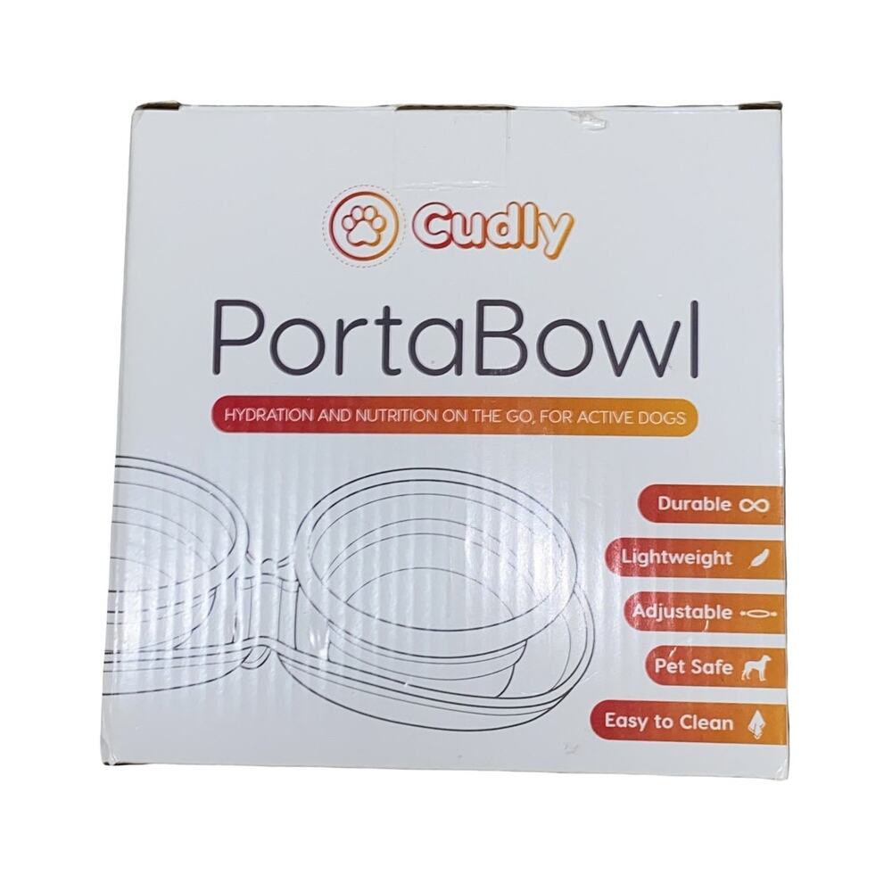 Cudly PortaBowl Collapsible Dog Travel Bowls Gray Portable Pet Feeding Set